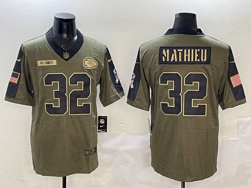 Men Kansas City Chiefs 32 Mathieu Green 2025 Nike Salute to Service Limited NFL Jersey style 1